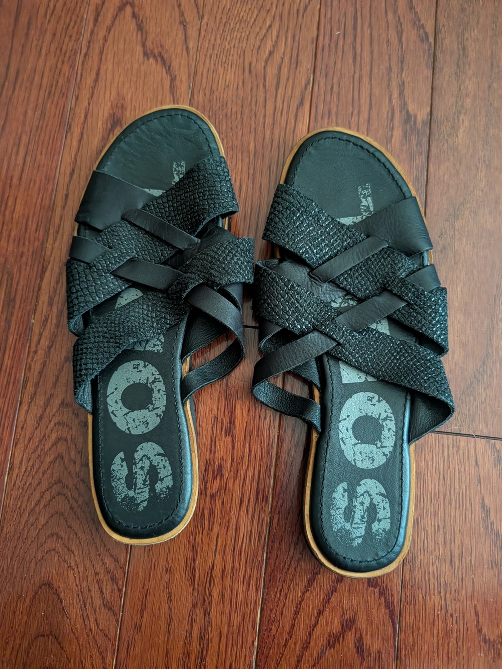 Sorel Black Woven Slide Sandals for Women